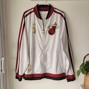 Adidas Miami Heat TRB Championship  Full  Zip Track Jacket, White Size L